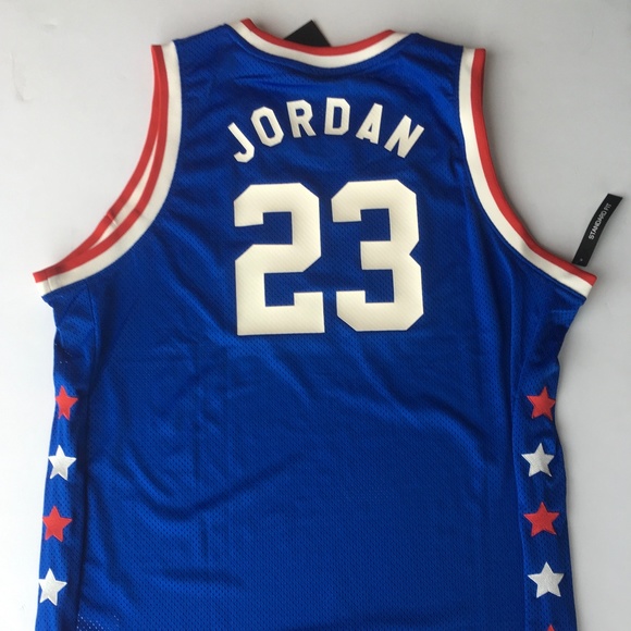 red white and blue jordan jersey